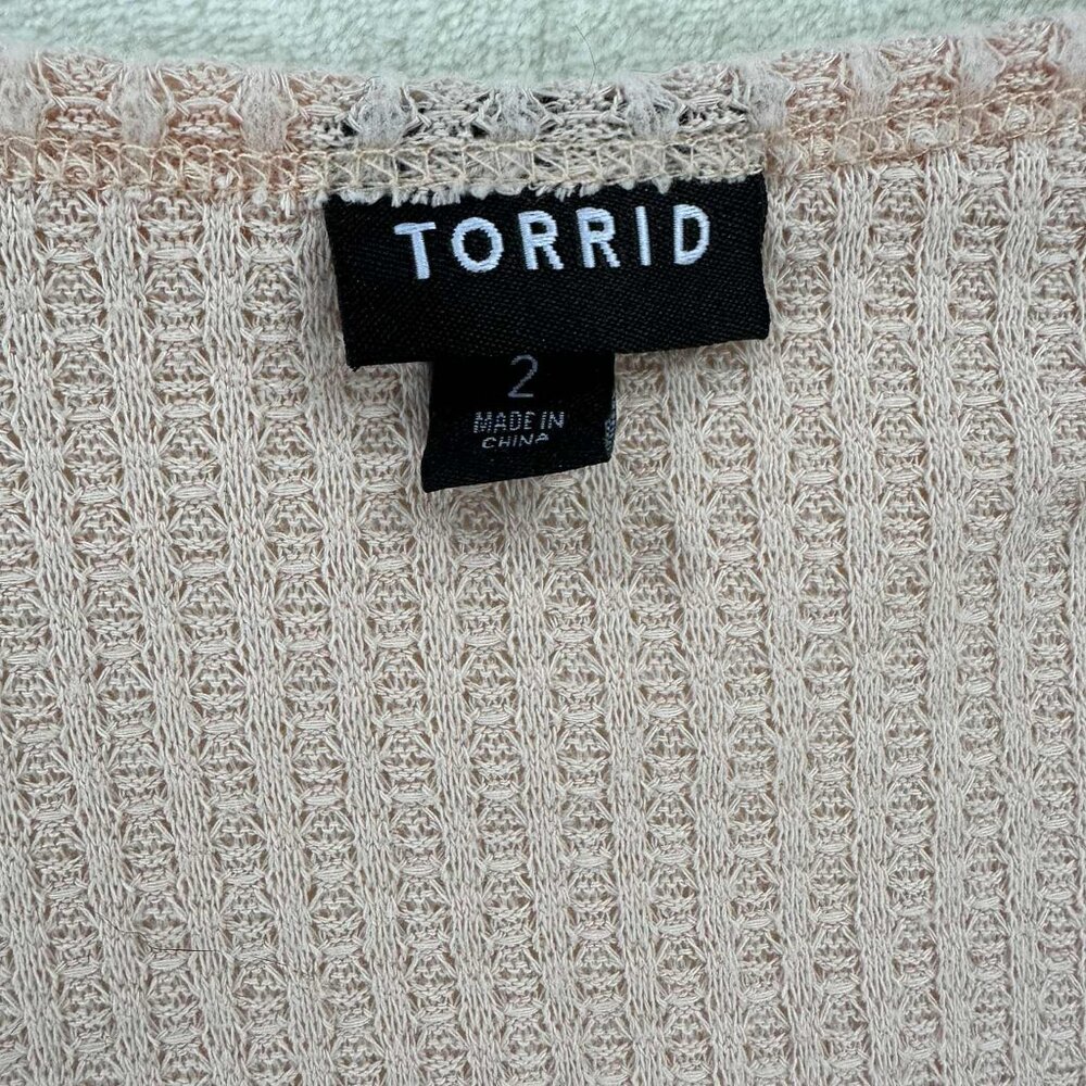Torrid Pink Ribbed Long Sleeve Blouse - Picture 4 of 13